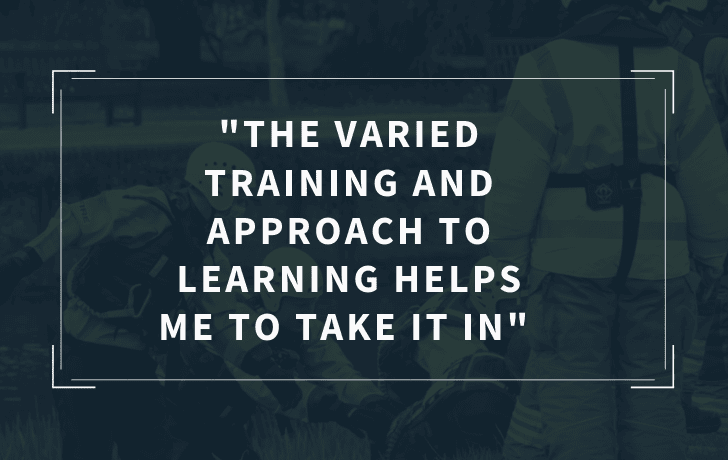 quote on text of firefighters at a water training exercise