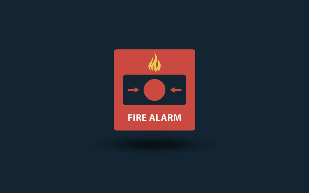 red Fire alarm icon on dark blue background